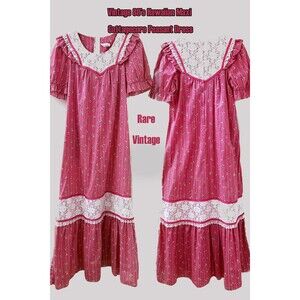 80's Vintage Hawaiian Floral Maxi Dress sz S / M Costume Reenactment Cottagecore